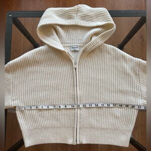 Sunday Best Cream Ribbed Cropped full zipper hoodie